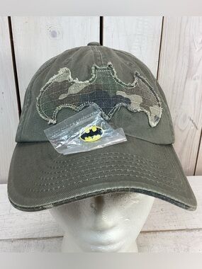 Youth Batman Distressed Camouflage Baseball Hat with New Batman Pin